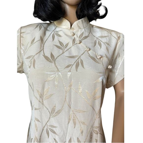 NWT Vintage ivory Brocade Cheongsam Dress from J.R. Nites by Caliente Size 10 P - Picture 3 of 17
